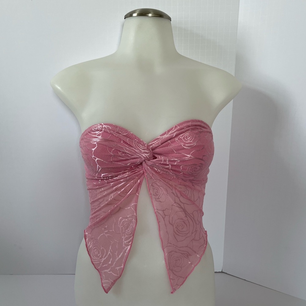 SHEIN Pink Mesh Detail Top